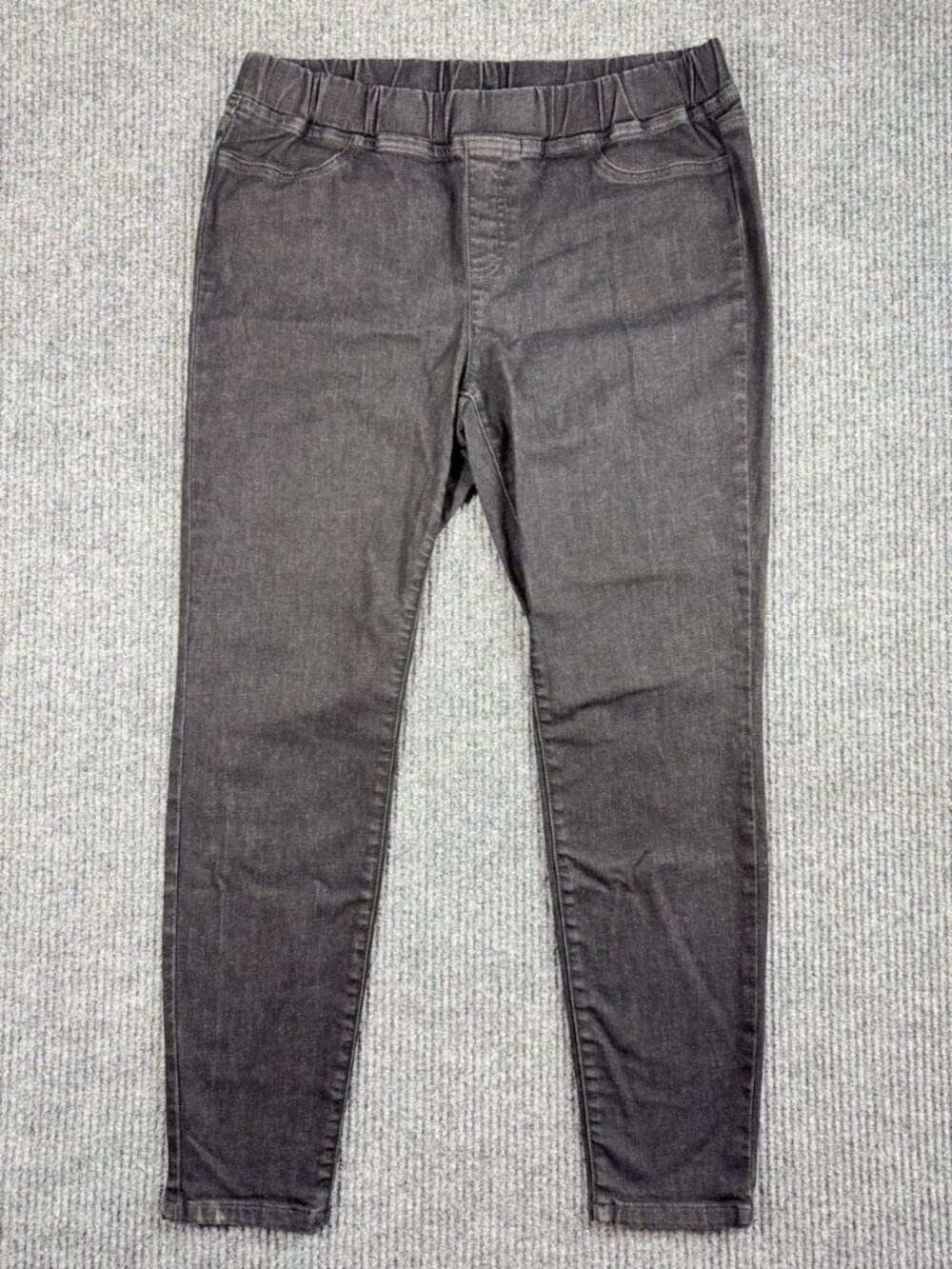 Eileen Fisher Pull On Jeans Womens PL Petite Large Black Denim Pants Mid Rise